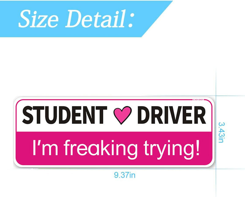 Student Driver Magnet for Car - 2-Pack Reflection Magnetic Bumper Sticker Set - Apologies in Advance & I'm Freaking Trying! - Removable Novice Driver Safety Attention Sign-Weather-Resistant(Pink) Pink