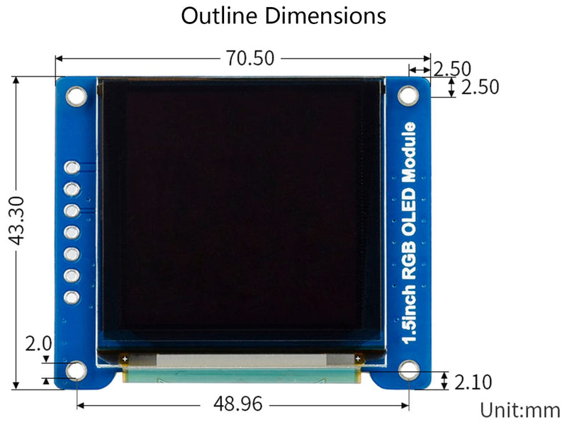1.5inch RGB OLED Display Module 128×128 Pixels, 65K RGB Display Colors, SPI Interface Compatible with Raspberry Pi 5/ Pi 4B/ Pi 3B+ Pi3B/ Pi Zero/Pi Zero 2W/Arduino/STM32, etc.