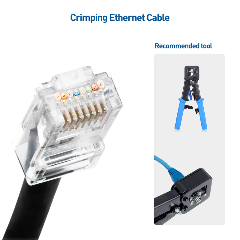 Cable Matters 100-Pack Cat 6 Pass Through RJ45 Connectors (Cat 6 Ends / Cat6 Connector / RJ45 Modular Plugs/Ethernet Plugs/Network Connector) for Solid or Stranded UTP Ethernet Cable Cat6 Pass-through