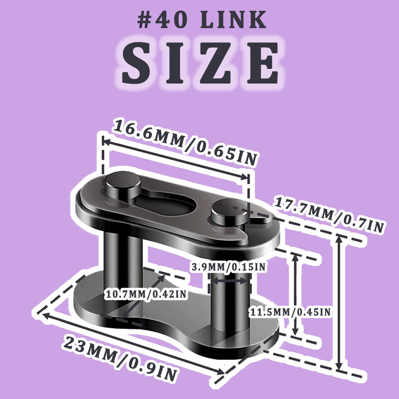 #40 Chain Master Links, Carbon Steel Heavy Duty Roller Chain Connector Links for Bike Bicycle Mini Bike Karting Pit ATV Scooter 8pcs CQSPMOTO #40