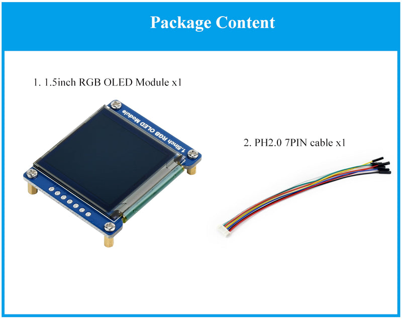 1.5inch RGB OLED Display Module, 128x128 Pixels 16-bit High Color (65K Colors) 1351 Driver, SPI Interface, Compatible with Arduino Raspberry Pi Ardui Jetson Nano STM32,etc.