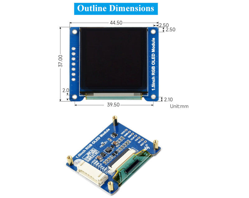 1.5inch RGB OLED Display Module, 128x128 Pixels 16-bit High Color (65K Colors) 1351 Driver, SPI Interface, Compatible with Arduino Raspberry Pi Ardui Jetson Nano STM32,etc.