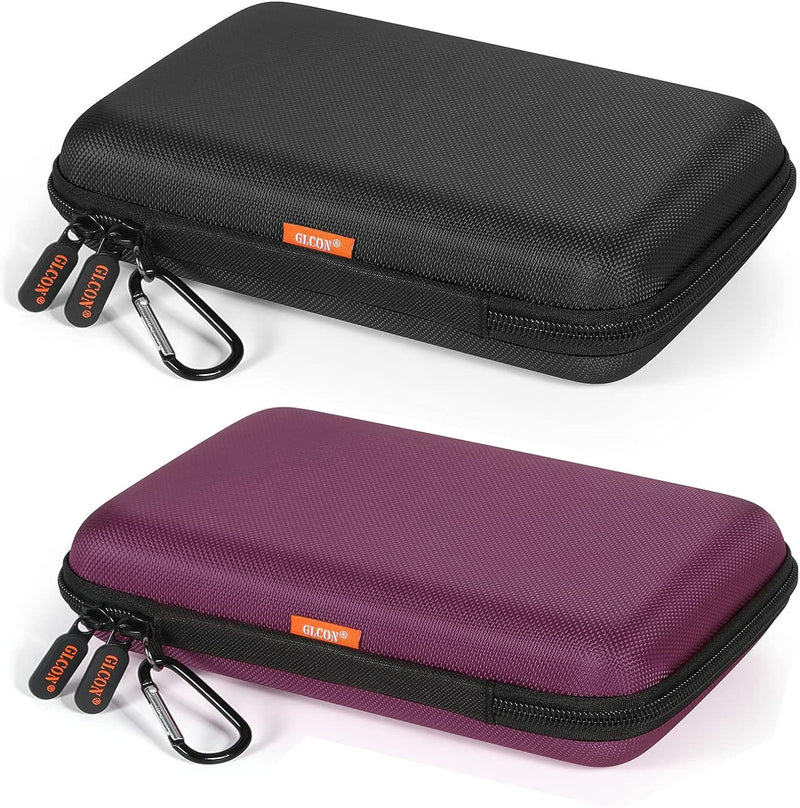2 Colors Shockproof Hard Shell Carrying Case for GPS, External Hard Drive, Power Bank, Charger, Cable, Heart Monitor, Cell Phone, Electronic Accessories - Larger Capacity Storage Pouch Travel Bag Z Black and Deep Purple