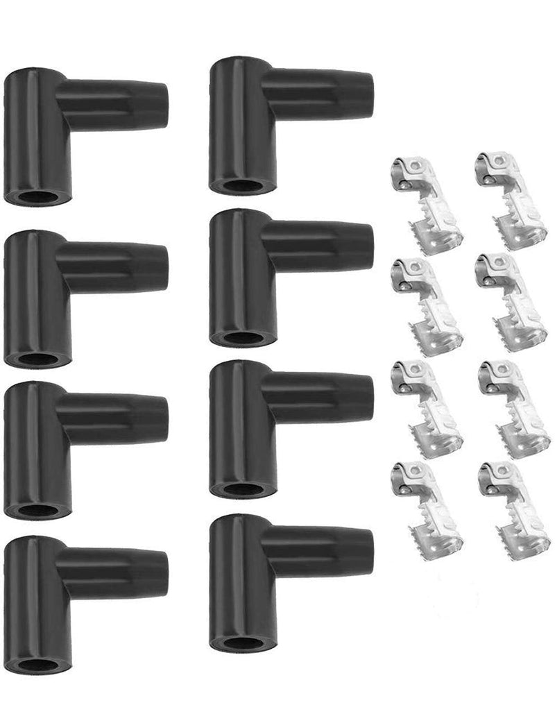 Spark Plug Coil Boot Terminal Kit 90 Degree HEI Distributor and Coil Boot Spark Plug Ignition Wire 6mm 7mm 8mm 9mm 10mm (8Pcs)