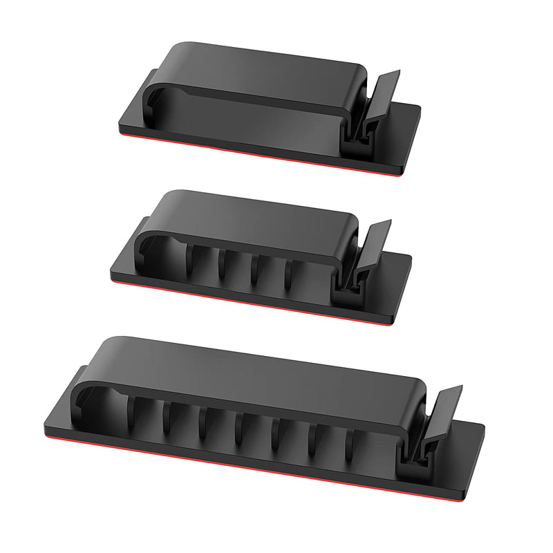Cable Management Clips, 20Pcs Cable Organizers Wire Clips Cord Holder for TV PC Ethernet Cable Under Desk Home Office (Black) Black