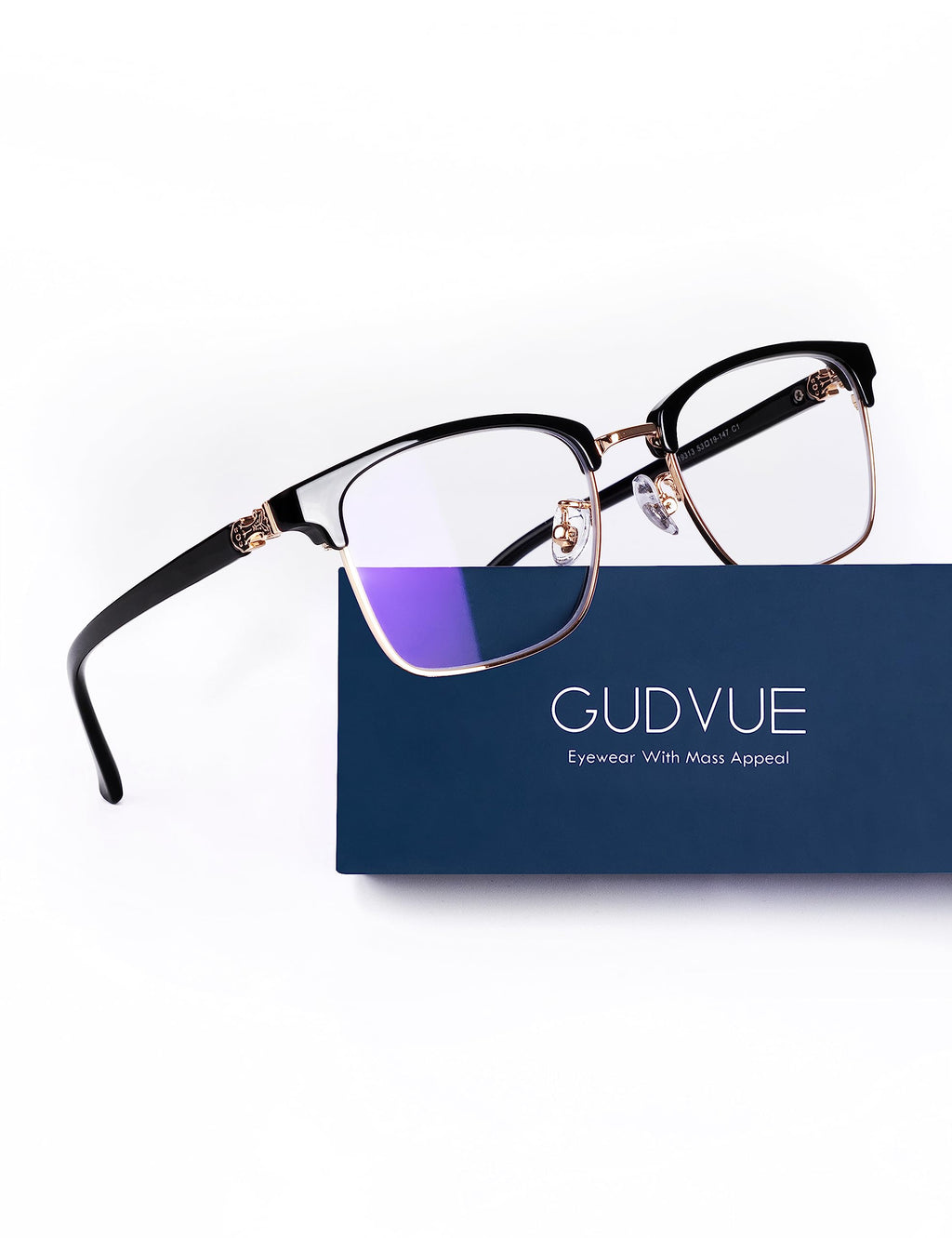 GUDVUE Blue Light Glasses for Men Rectangle Computer Glasses Gaming Eyeglasses Black/Golden Pro