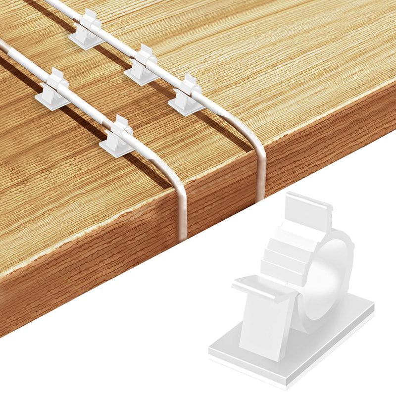 Xuuza 50Pcs Locking Tab Cable Clips, Adhesive Cord Organizer Cable Management Guide for PC Desk Computer Mouse Phone USB Charging Cables Indoor Office Home (White) white