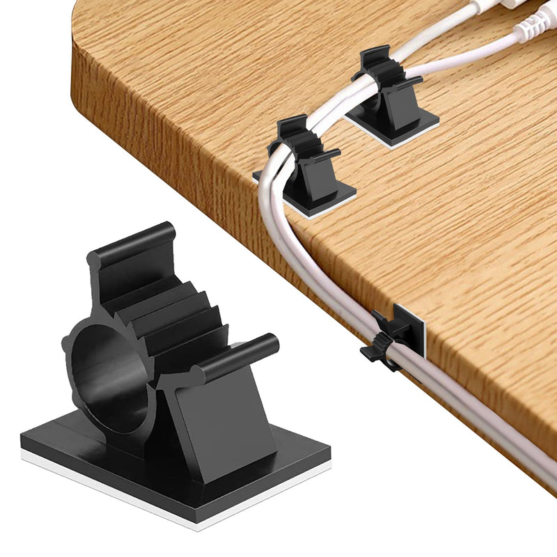 Xuuza 50Pcs Locking Tab Cable Clips, Adhesive Cord Organizer Cable Management Guide for PC Desk Computer Mouse Phone USB Charging Cables Indoor Office Home (Black) black