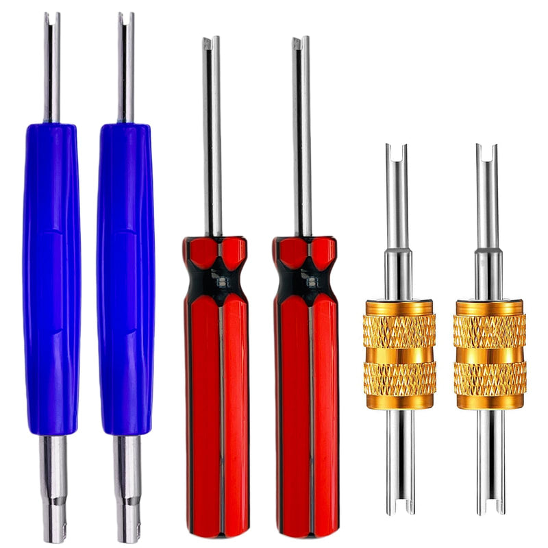 6Pcs Valve Stem Removal Tool Kit, R134 R12 A/C HVAC Air Conditioner Schrader Valve Stem Core Remover Tool 6PCS VAVLE TOOLS
