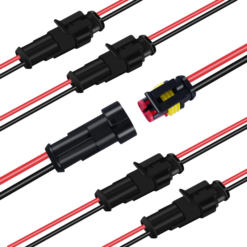 2 Pin Waterproof Electrical Connectors,18 AWG Male and Female Wire Connectors,12v Plug Connector,Suitable for Connecting Weak Current Lines Such As Cars, Motorcycles, and Ships(5 Pack)