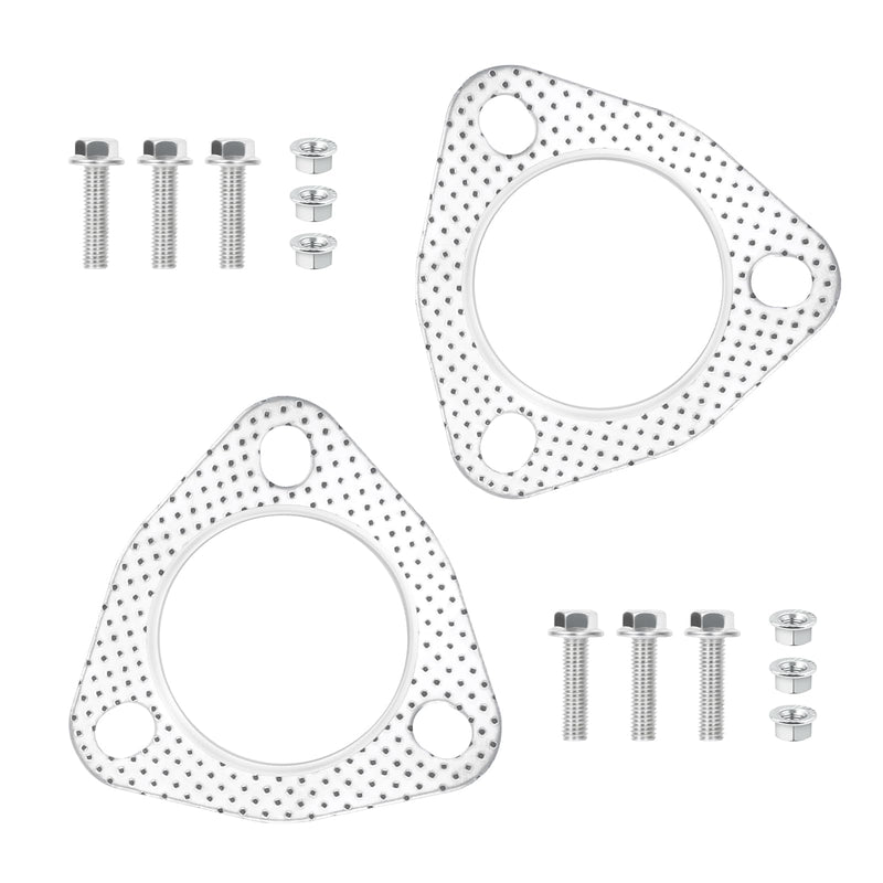 2PCS Exhaust Flange Gasket with 6PCS Exhaust Bolts and 6PCS Nut Kit,Graphite Composite Exhaust Gasket for Exhaust Flange Repair,Universal Car Accessories for Car SUV Truck (2.5 inch) 2.5 inch