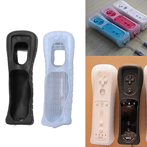 1 x Silicone Soft Cover for Wii Game Controller Soft Silicone Cover Case Protective Sleeve for Wii Remote Controller Protection (Black) Black