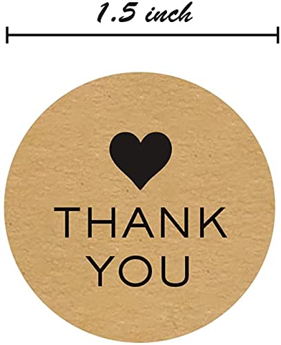 1.5 Inch Round Kraft Thank You Stickers / 1,000 Labels Per Roll