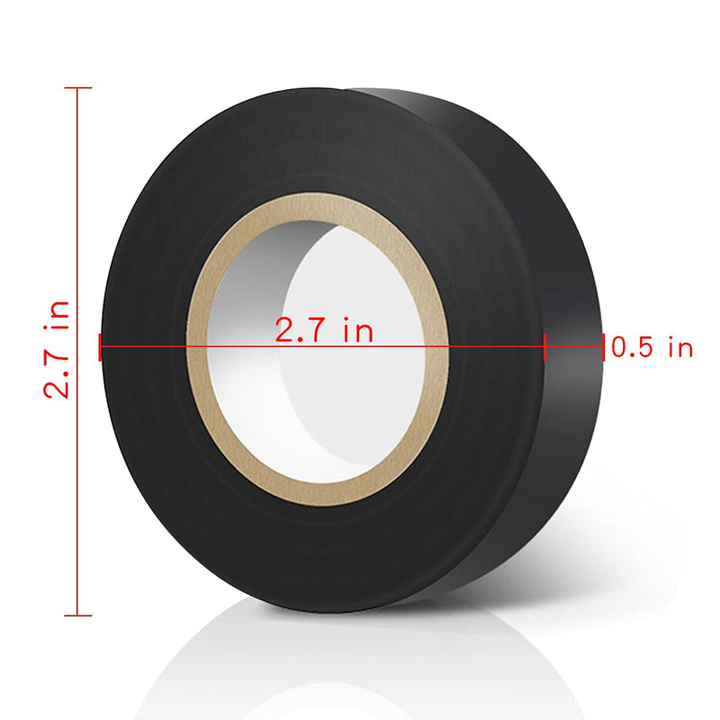 Black Electrical Tape 6 Pack Each Roll 0.6" x 50' - Viaky High End Industrial Grade - Rated to 176 Degrees & 600 Volts - Vinyl Insulating Backing - Perfect for Electric Wiring Projects 6 black