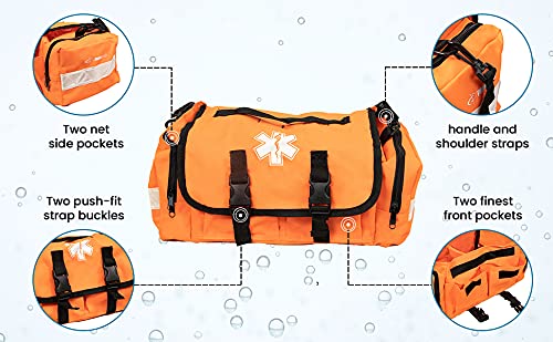 Primacare KB-RO24 Empty First Responder Bag, Professional Compartment Kit Carrier for Trauma and Emergency Medical Supplies, 15 x 9 x 8 inches, Orange