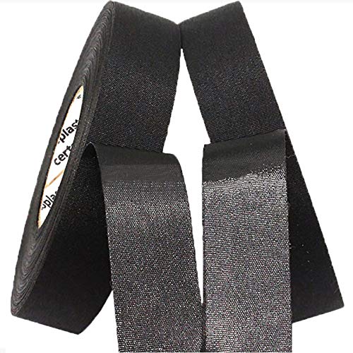 Automotive Wiring Harness Cloth Tape, High Temp Wire Harness Wrapping Tape, Black Adhesive Fabric Tape,Noise Damping Heat Proof (19MM × 25M)(2 Rolls)