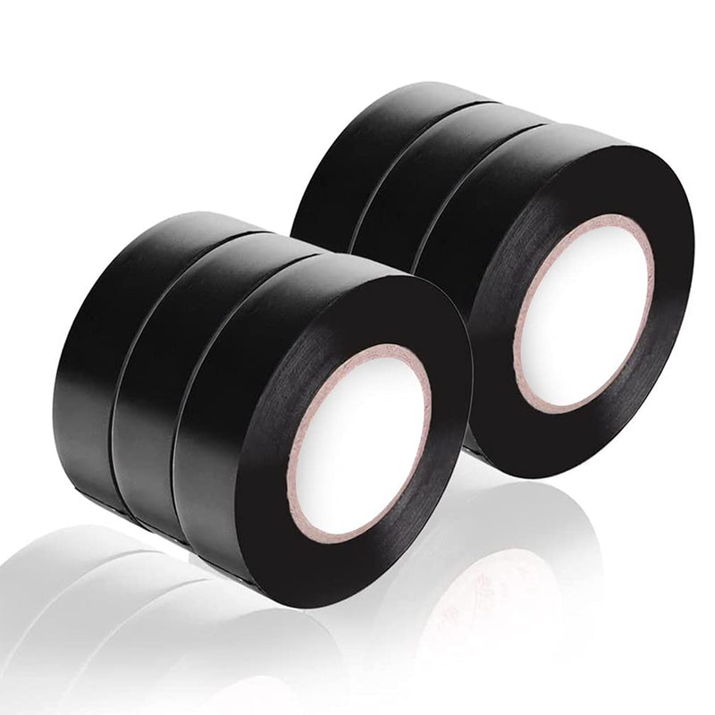 Black Electrical Tape 6 Pack Each Roll 0.6" x 50' - Viaky High End Industrial Grade - Rated to 176 Degrees & 600 Volts - Vinyl Insulating Backing - Perfect for Electric Wiring Projects 6 black