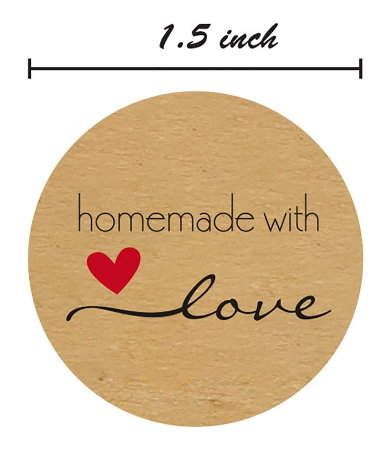 1.5" Round Natural Kraft Homemade with Love Stickers / 500 Labels per roll