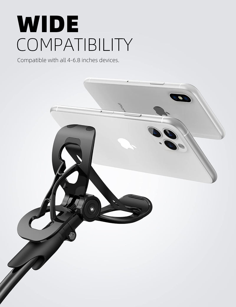 Phone Holder Bed Gooseneck Mount - Lamicall Flexible Arm 360 Mount Clip Bracket Clamp Stand for Cell Phone XS Max XR X 8 7 6 Plus 5 4, S10 S9 S8 S7 S6, Overall Length 33.4In(Black) Black