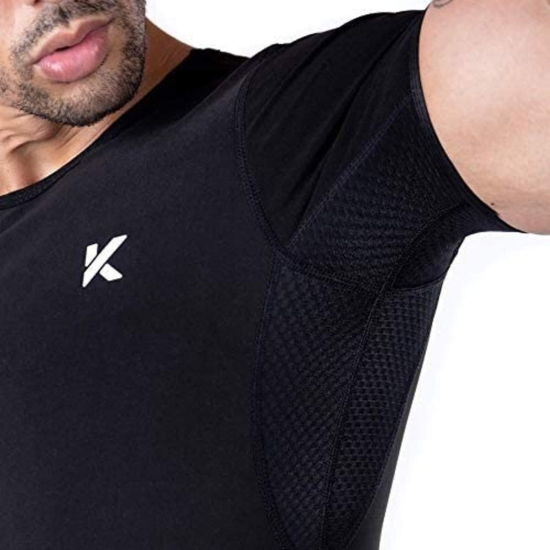 Kewlioo Men's Heat Trapping Shirt - Sweat Body Shaper Vest for Men, Mens Bodysuit Slimmer Saunasuits, Shapewear Compression Top, Gym Belt Exercise Jacket, Versatile and Discreet Small