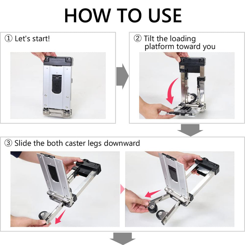Japard 44lbs Load Capacity Foldable Hand Truck, Folding Travel Trolley - with 2 Wheels for Small Luggage, Lightweight, Compact in Size, Portable in Backpack, Luggage Carrying Cart for Business Trip