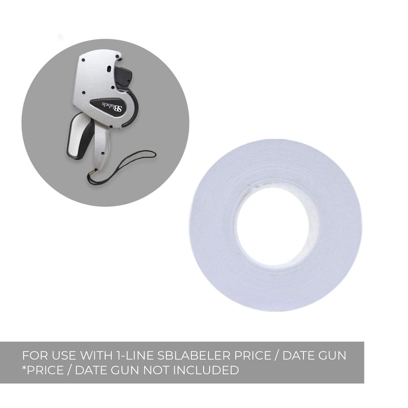 1-Line White Labels for SBLabeler Price and Date Guns / 8000 One Line Blank Labels/Black Ink Roller Included