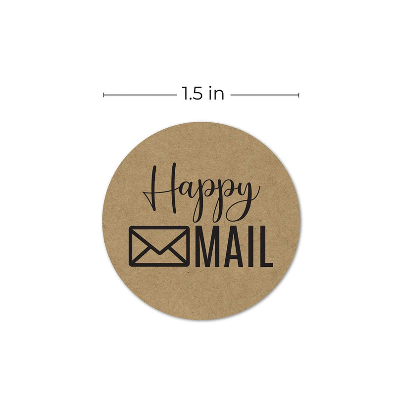 1.5" Round Kraft Happy Mail Stickers / 500 Labels Per Roll