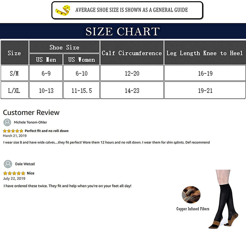 Graduated Medical Compression Socks for Women&Men 20-30mmhg Knee High Sock Black2 Small-Medium