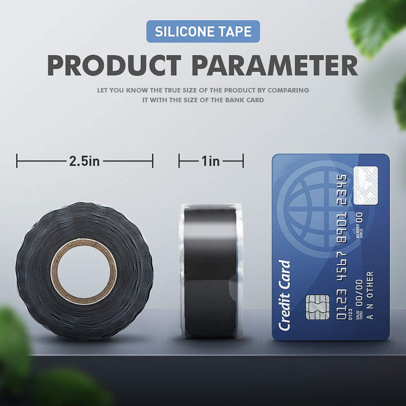 Seal Self Fusing Silicone Tape - 1 Inch Wide and 15 Feet Long Weatherproof Self Fusing Silicone Sealing Tape for Emergency Pipeline Repair/Cable Bandage/Tool Fixing(Black)