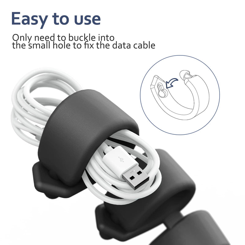 ELFRhino Cord Organizer 10 Pack Reusable Cable Straps, 3 in 1 Multipurpose Cable Protector for Earbuds Earphone Headphone Headset Wrap Winder Holder Keeper Manager Management (3L Black) 3l Black 10pcs