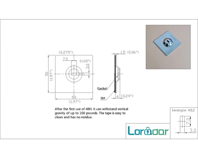Loradar Anchor Plate Adhesive Security Plate with Slot for Cables to Lock Down Laptops, Tablets, Monitors,iPhone Smart Phone, MacBook Pad Ipad, Tablet, Other Electronic Products (Chrome 5Pack) Chrome 5Pack