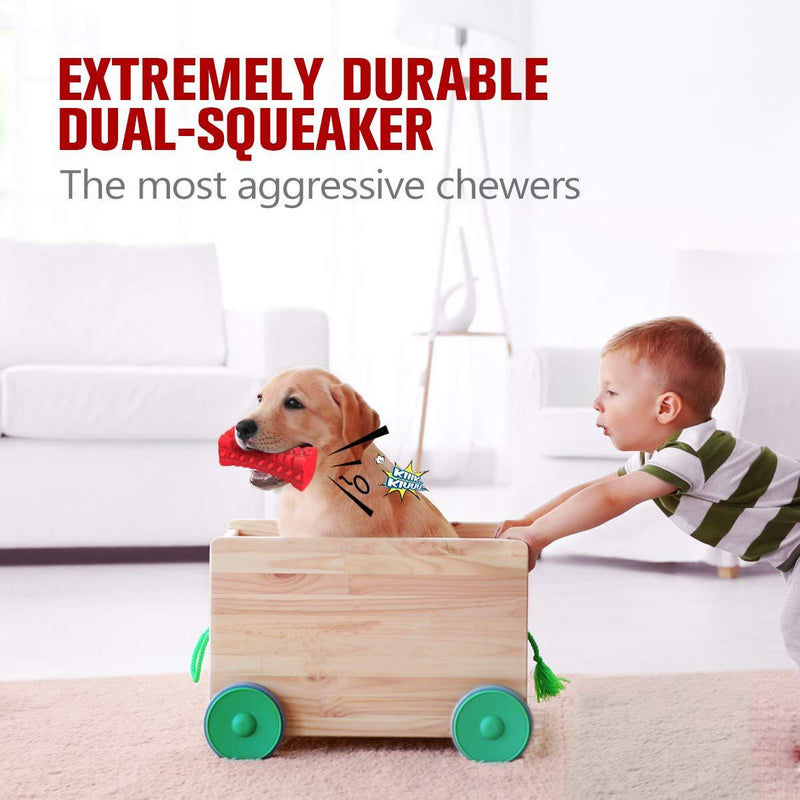 VANFINE Dog Squeaky Toys Almost Indestructible Tough Durable Dog Toys Dog chew Toys for Large Dogs Aggressive chewers Stick Toys Puppy Chew Toys with Non-Toxic Natural Rubber Cube Medium/Large Dog