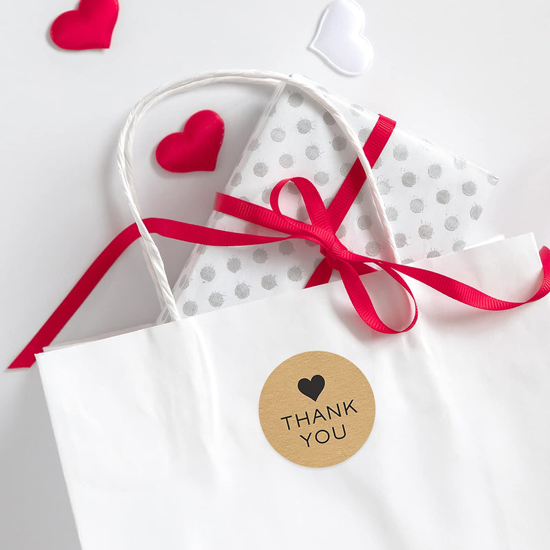 1.5 Inch Round Kraft Thank You Stickers / 1,000 Labels Per Roll