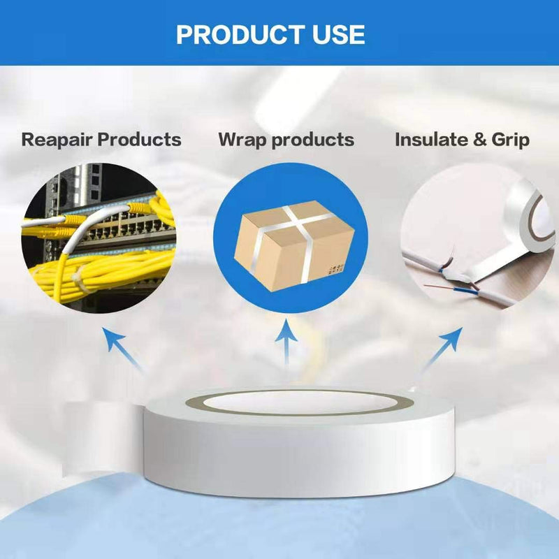 Wapodeai 3PCS White Electrical Tape, Premium White Waterproof Tape, Flame Retardant Indoor Outdoor High Temperature Resistance Electric Tape, 0.62 in X 49 ft