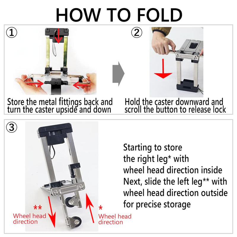 Japard 44lbs Load Capacity Foldable Hand Truck, Folding Travel Trolley - with 2 Wheels for Small Luggage, Lightweight, Compact in Size, Portable in Backpack, Luggage Carrying Cart for Business Trip