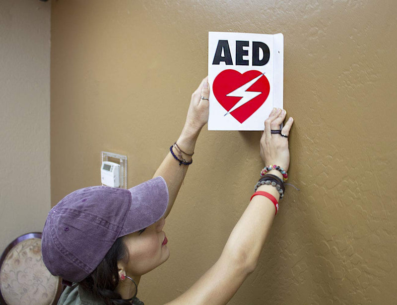 CPR Savers Foldable Panel AED Wall Sign for Business, School, Restaurant, Office or Any Public Place (1) 1