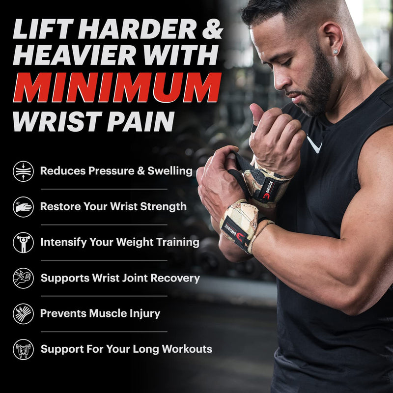 DMoose Wrist Wraps, Avoid Injury and Maximize Grip with Thumb Loop, 18" or 12" Gym Straps Pair, Wrist Straps for WeightLifting, Powerlifting, Bench Press, Bodybuilding, Deadlift Straps for Men & Women .Black 18''