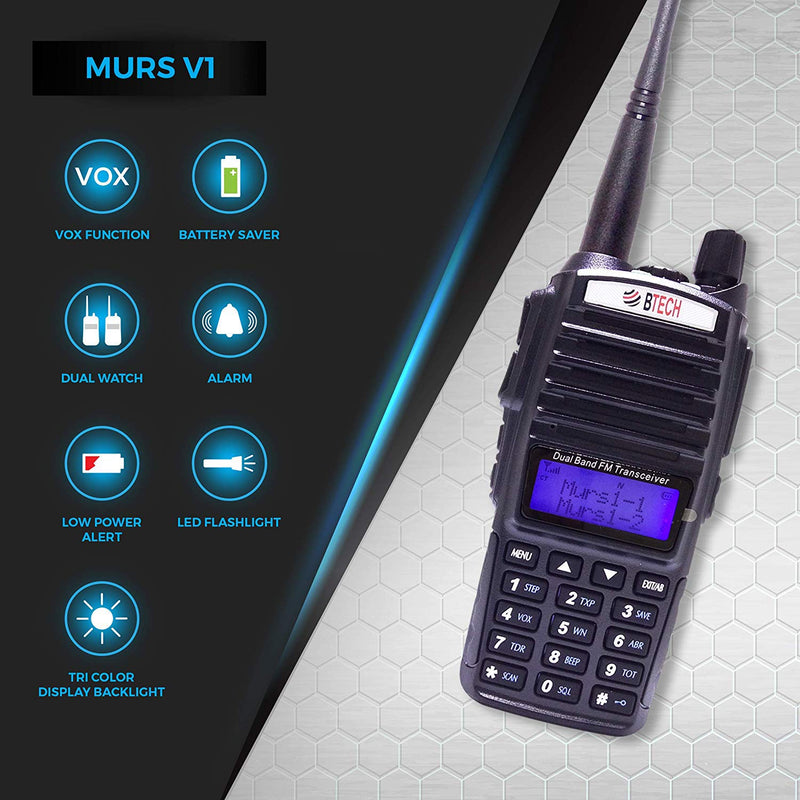 BTECH MURS-V1 MURS Two-Way Radio, License Free Two-Way Radio for Manufacturing, Retail, Personal, and Business