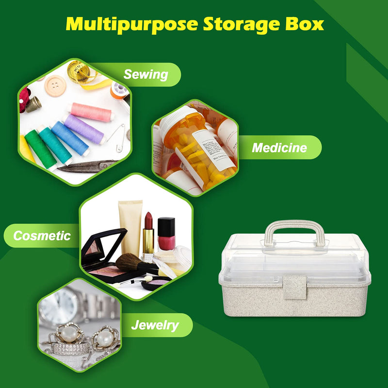 HomeMiYN Medicine Organizer Box, First Aid Storage Box with Handle for Home, Portable Large Capacity Family Emergency Kit Container Medical Box Organizer Medium (Pack of 1)