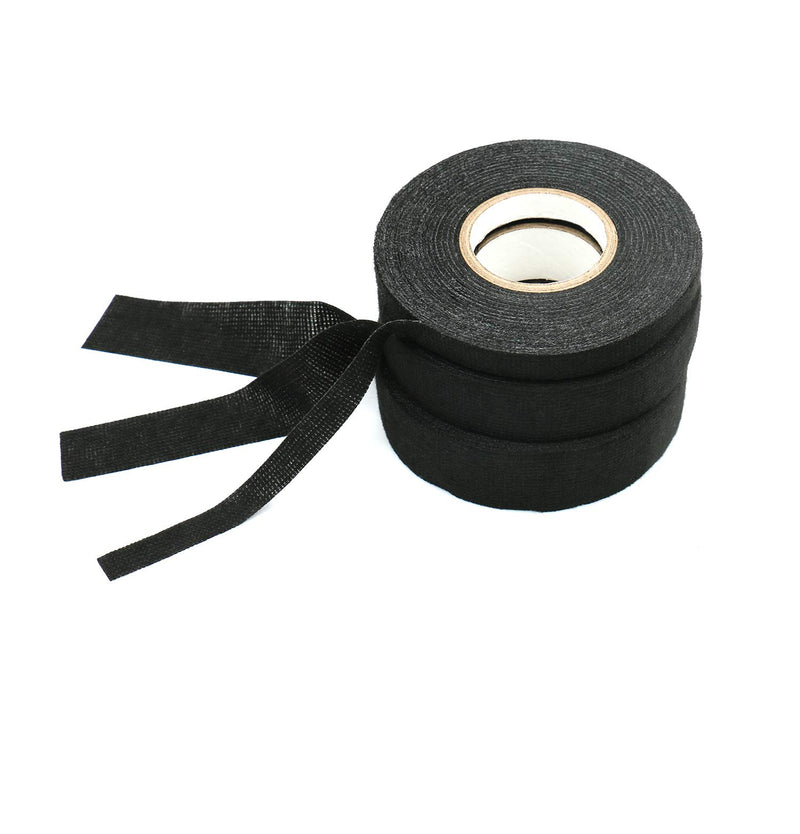 Tueascallk 6 Rolls 300 Feet Black High Temperature Resistant Insulating Fiber Flannel Electrical Tape, Automobile Wiring Harness Friction Tape, Width 1", 3/4", 3/8"