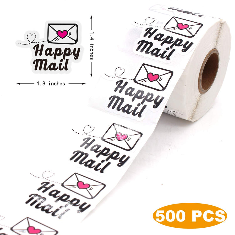 1.5 Inch Happy Mail Stickers, Thank You Sticker, Small Shop Sticker, Small Business, Packaging Sticker, 500PCS