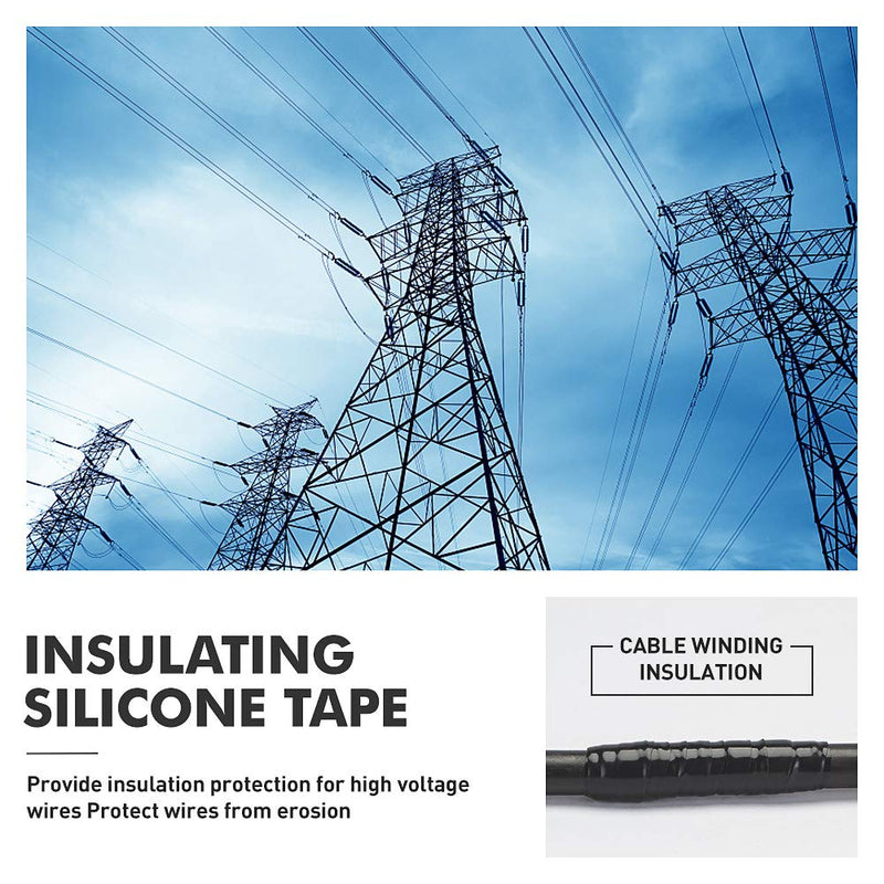 Seal Self Fusing Silicone Tape - 1 Inch Wide and 15 Feet Long Weatherproof Self Fusing Silicone Sealing Tape for Emergency Pipeline Repair/Cable Bandage/Tool Fixing(Black)