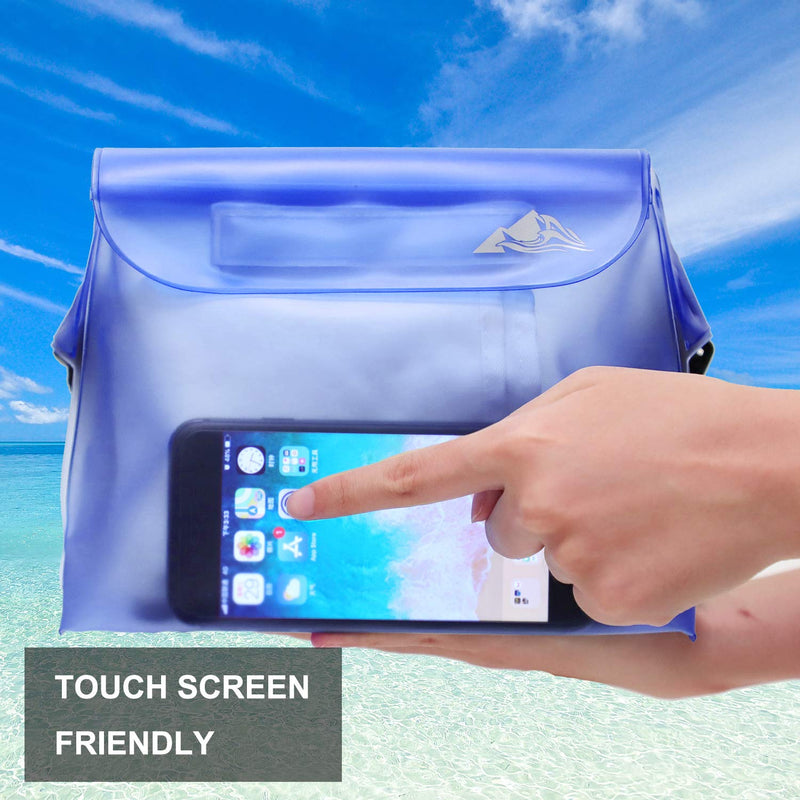 HEETA 2-Pack Waterproof Pouch with Waist Strap, Screen Touchable Dry Bag with Adjustable Belt for Phone Valuables for Swimming Snorkeling Boating Fishing Kayaking Blue & Black