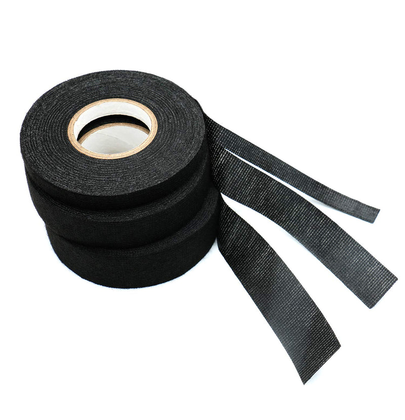 Tueascallk 6 Rolls 300 Feet Black High Temperature Resistant Insulating Fiber Flannel Electrical Tape, Automobile Wiring Harness Friction Tape, Width 1", 3/4", 3/8"