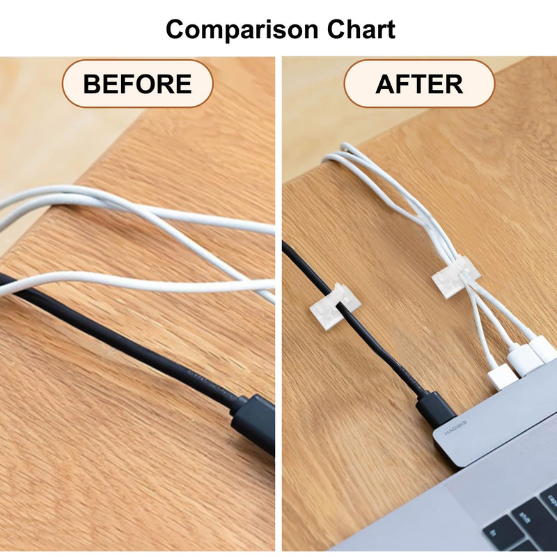 Xuuza 50Pcs Locking Tab Cable Clips, Adhesive Cord Organizer Cable Management Guide for PC Desk Computer Mouse Phone USB Charging Cables Indoor Office Home (White) white