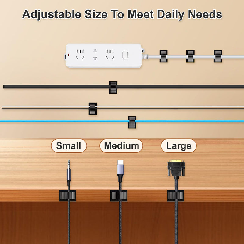 Xuuza 50Pcs Locking Tab Cable Clips, Adhesive Cord Organizer Cable Management Guide for PC Desk Computer Mouse Phone USB Charging Cables Indoor Office Home (Black) black