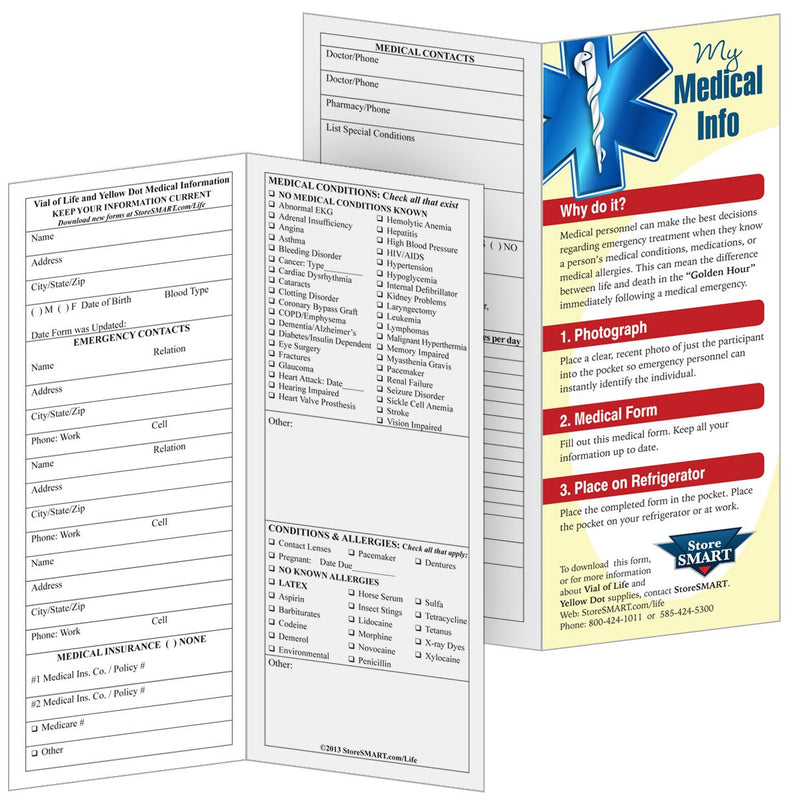 StoreSMART - Folding Wallet Vial of Life & Pet Records - 5-Pack - Emergency Medical Information Holder for ID - VOLPRWLT-5