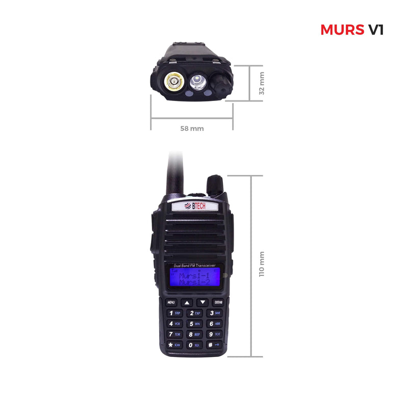 BTECH MURS-V1 MURS Two-Way Radio, License Free Two-Way Radio for Manufacturing, Retail, Personal, and Business