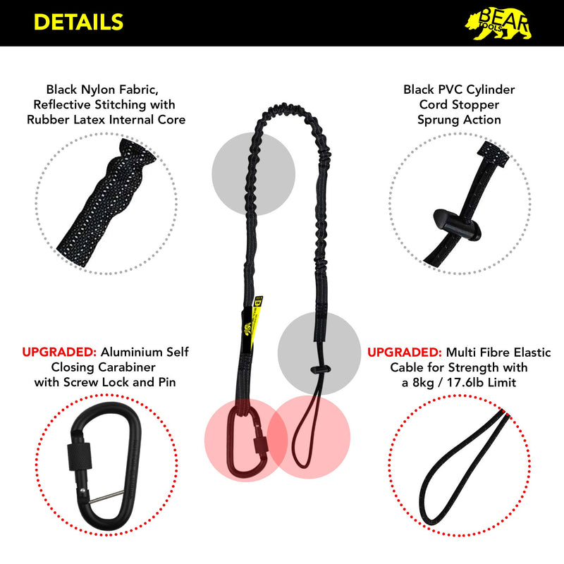 BearTOOLS Black Screw Lock with Pin Safety Lanyard (0932S) 0932S