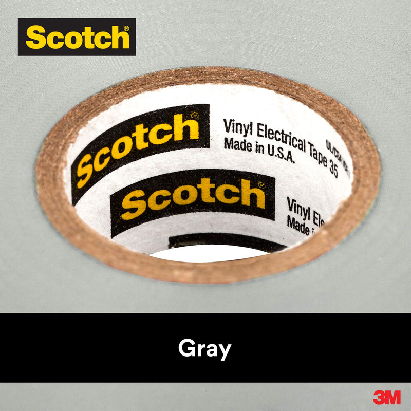 3M Safety Scotch Vinyl Color Coding Electrical Tape 35, 3/4 in x 66 ft, Gray